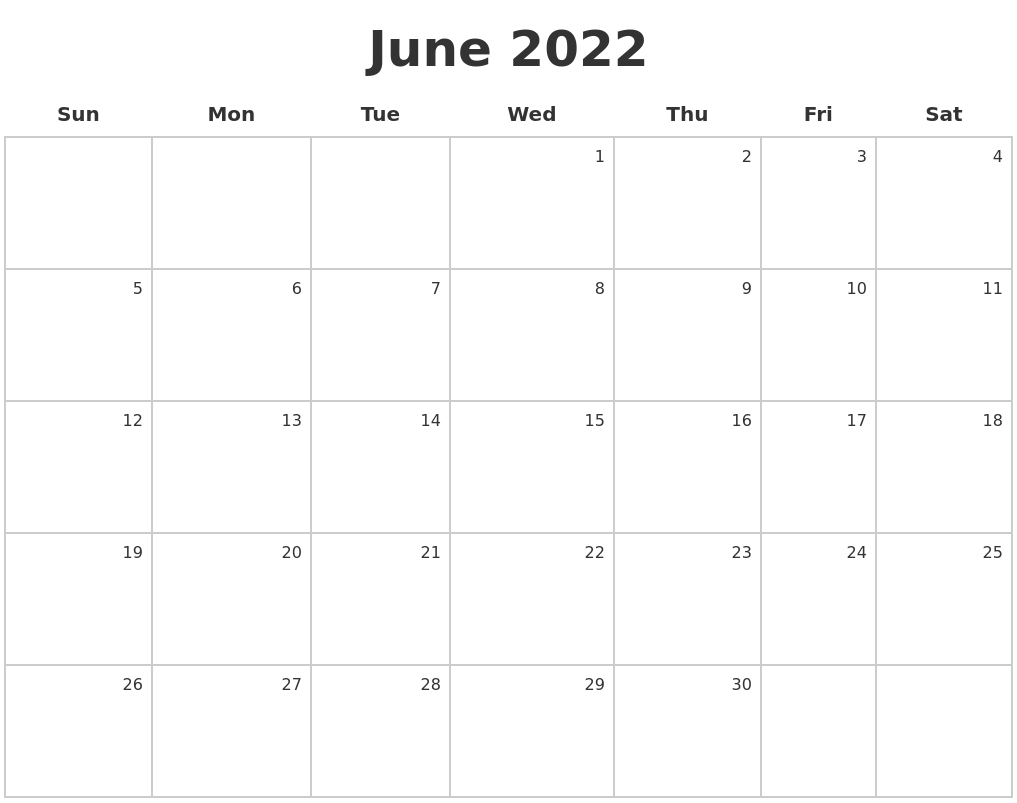 June 2022 Make A Calendar