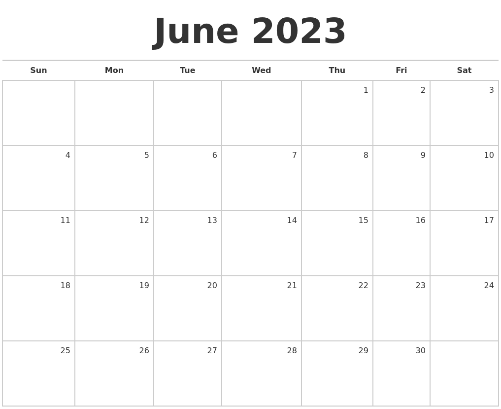 June 2023 Calendar Free Printable Calendar June 2023 Calendar Free 