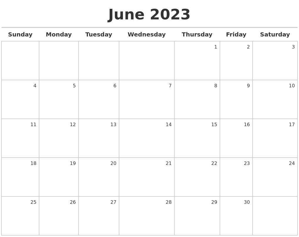 June 2023 Calendar Maker