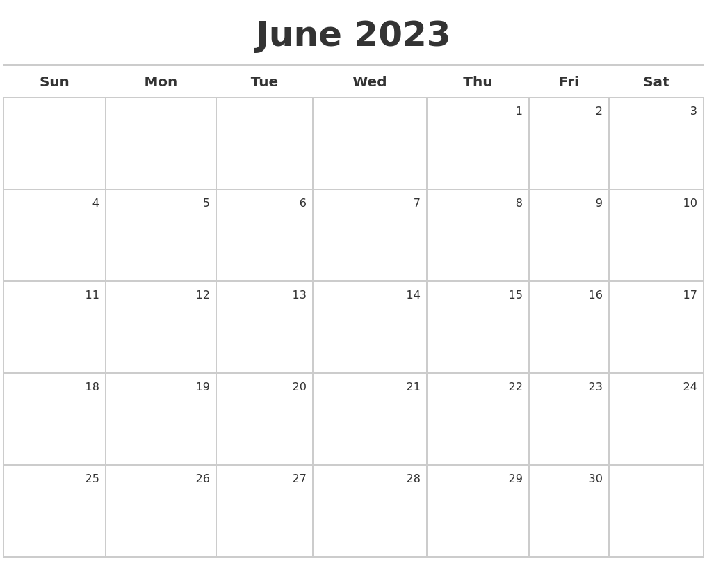 June 2023 Calendar Maker