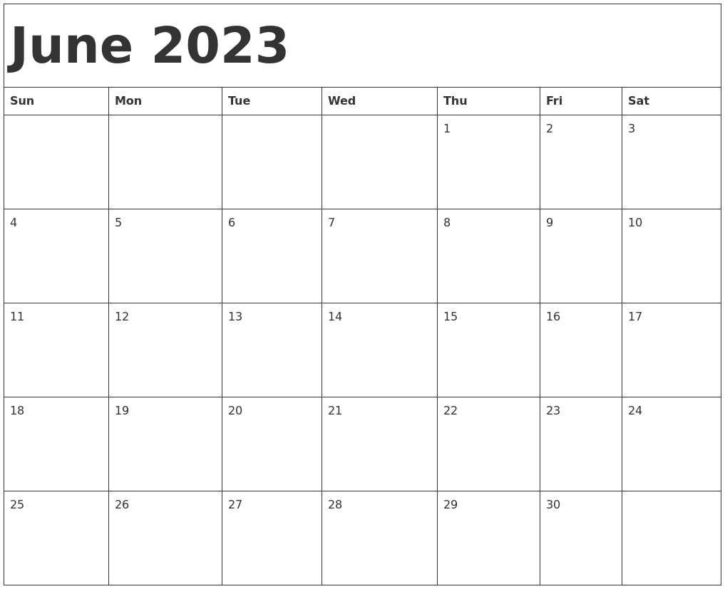 Free Printable Pdf Calendar June 2023