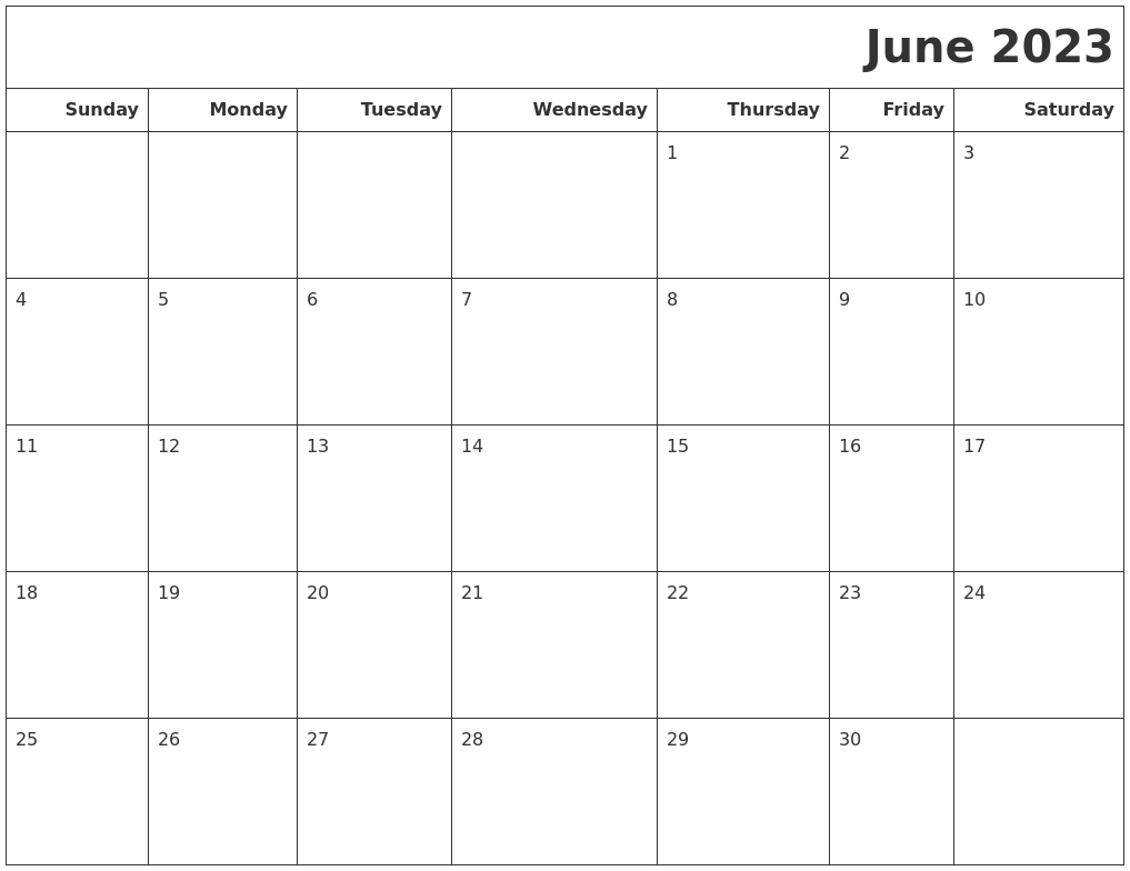 June 2023 Calendars To Print