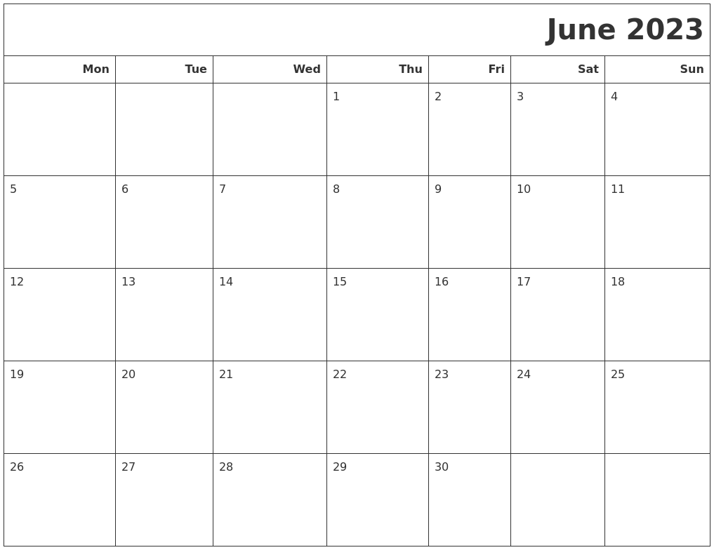 June 2023 Calendars To Print