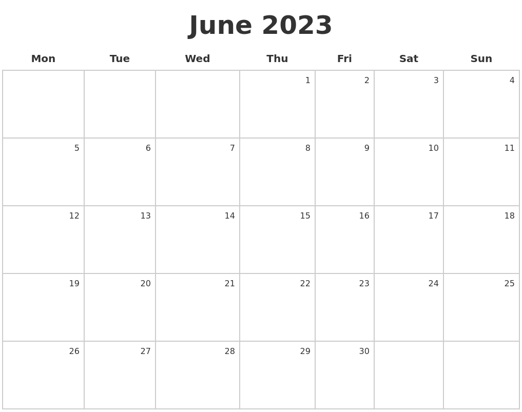 June 2023 Make A Calendar