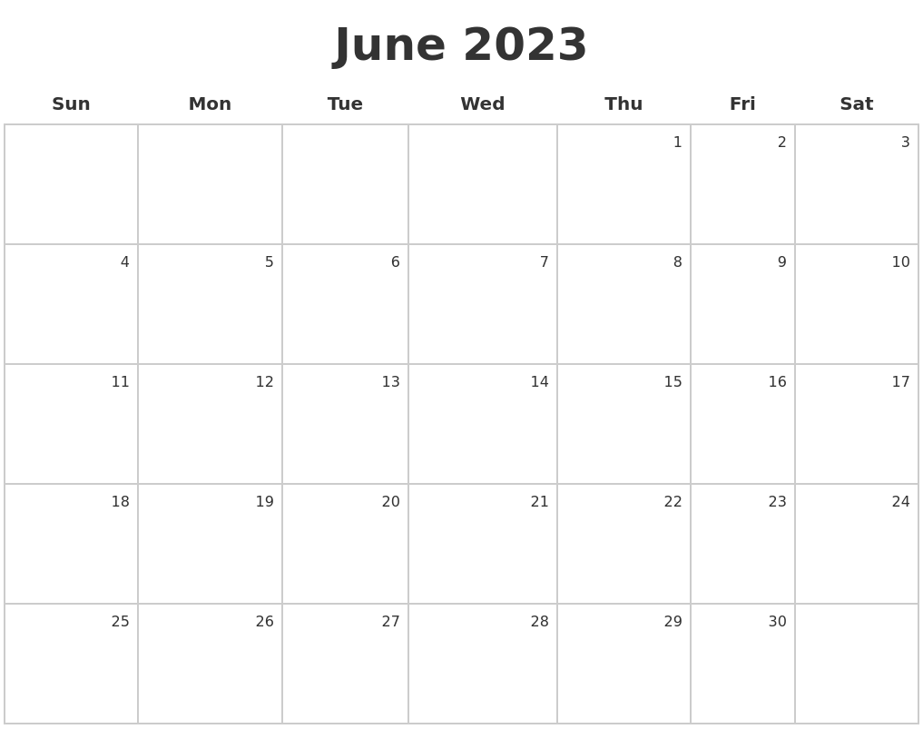 June 2023 Make A Calendar