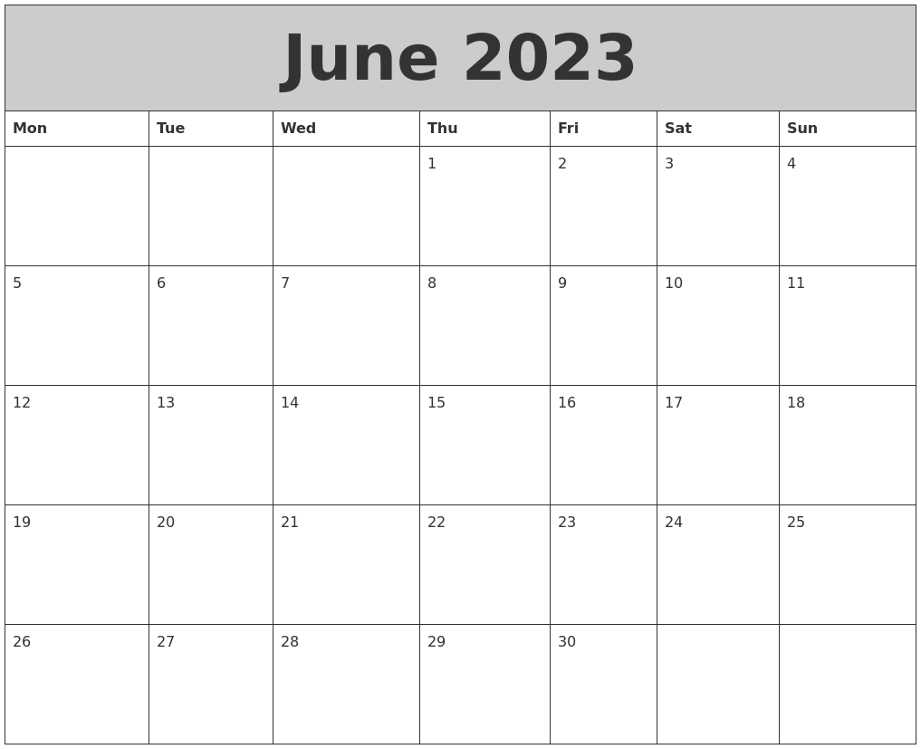 June 2023 My Calendar
