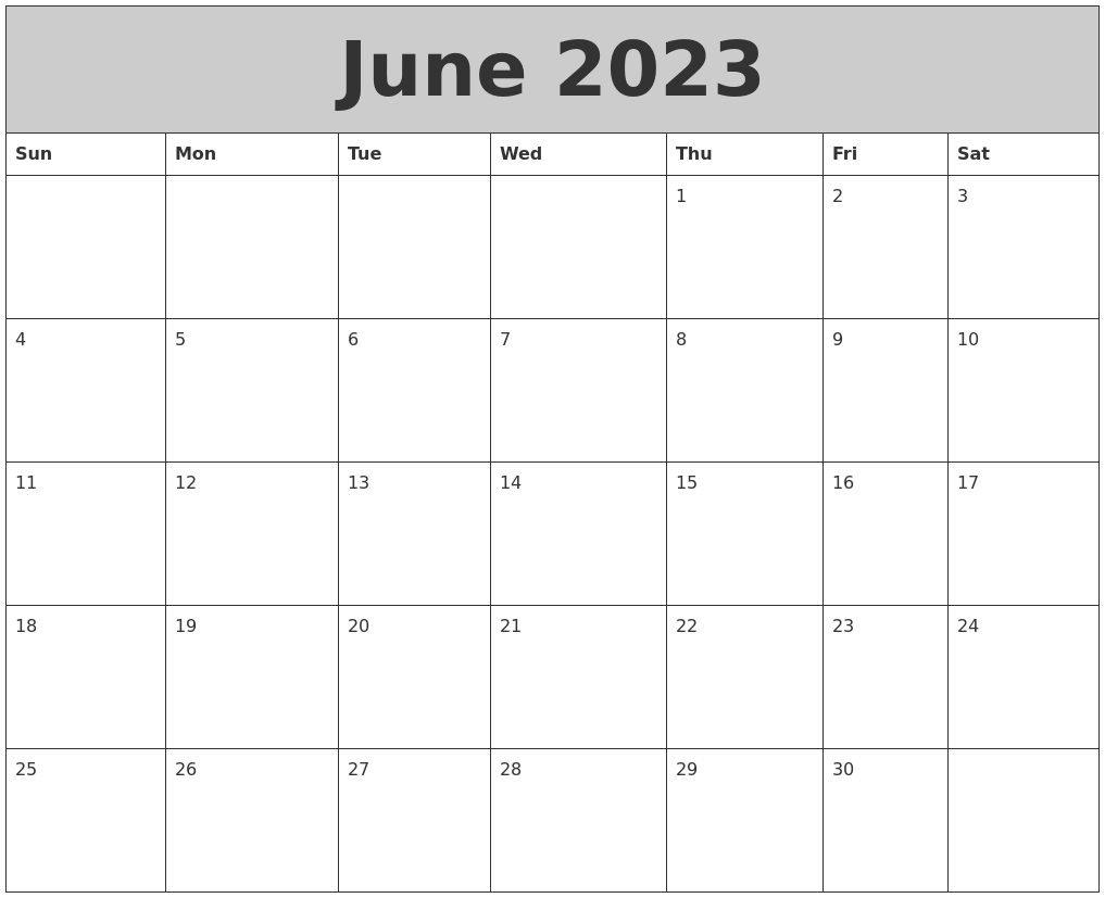 June 2023 My Calendar