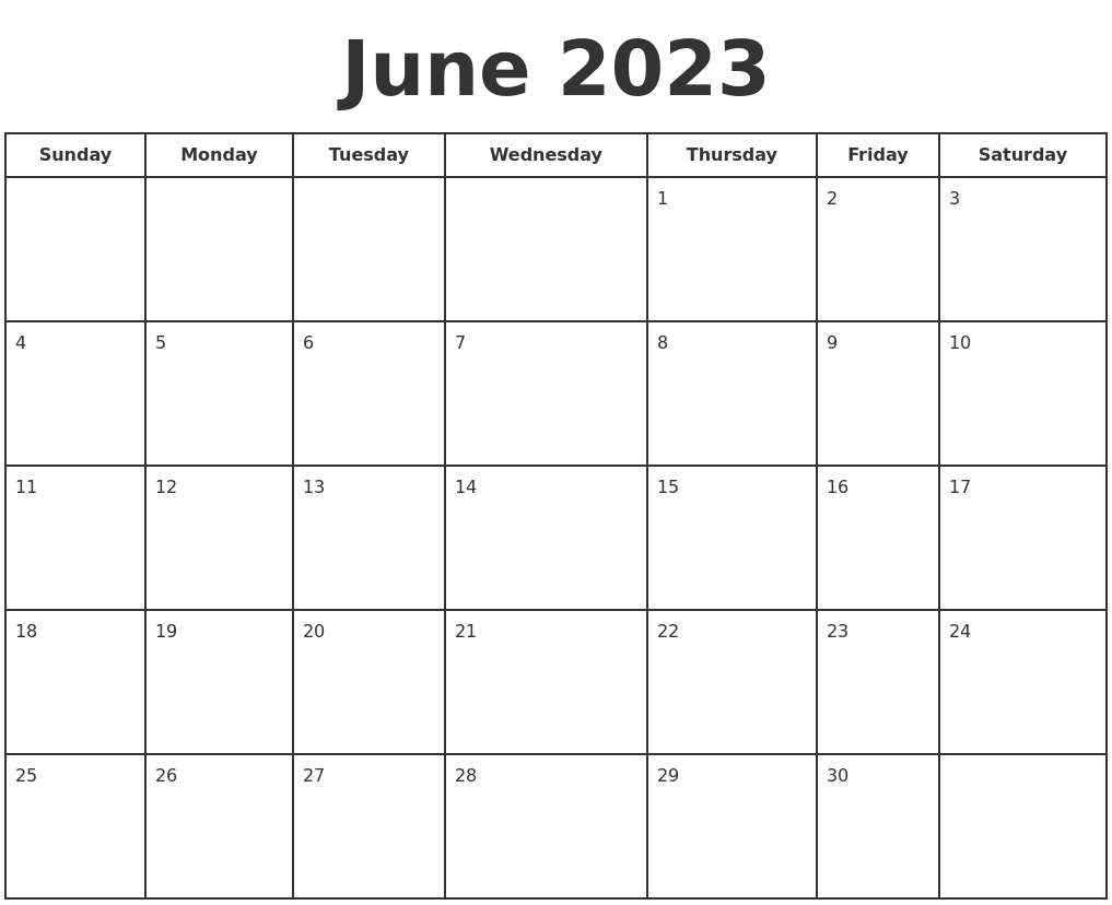 June 2023 Print A Calendar