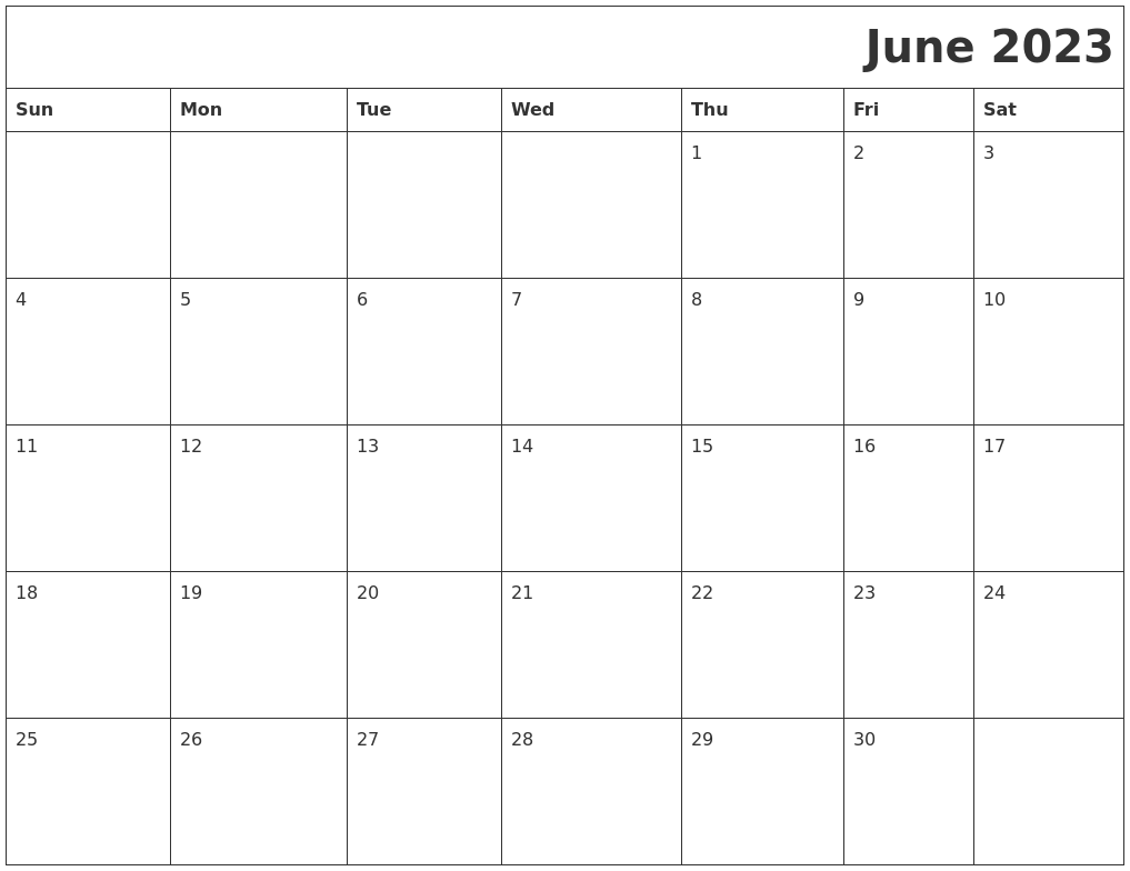 June 2023 Printable Calender