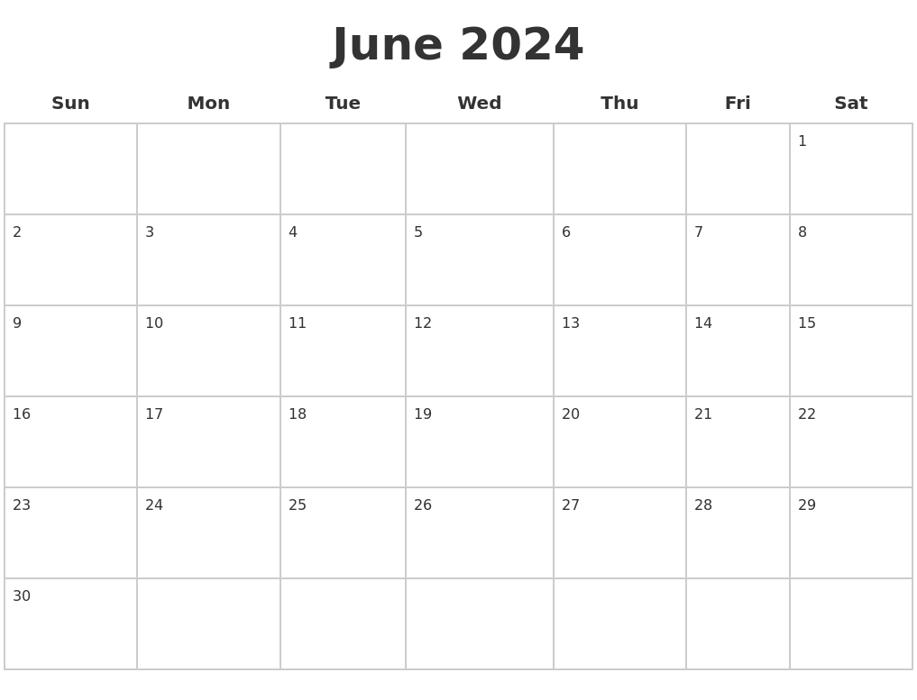 July 2024 Blank Printable Calendar