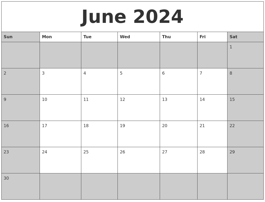 June 2024 Calanders