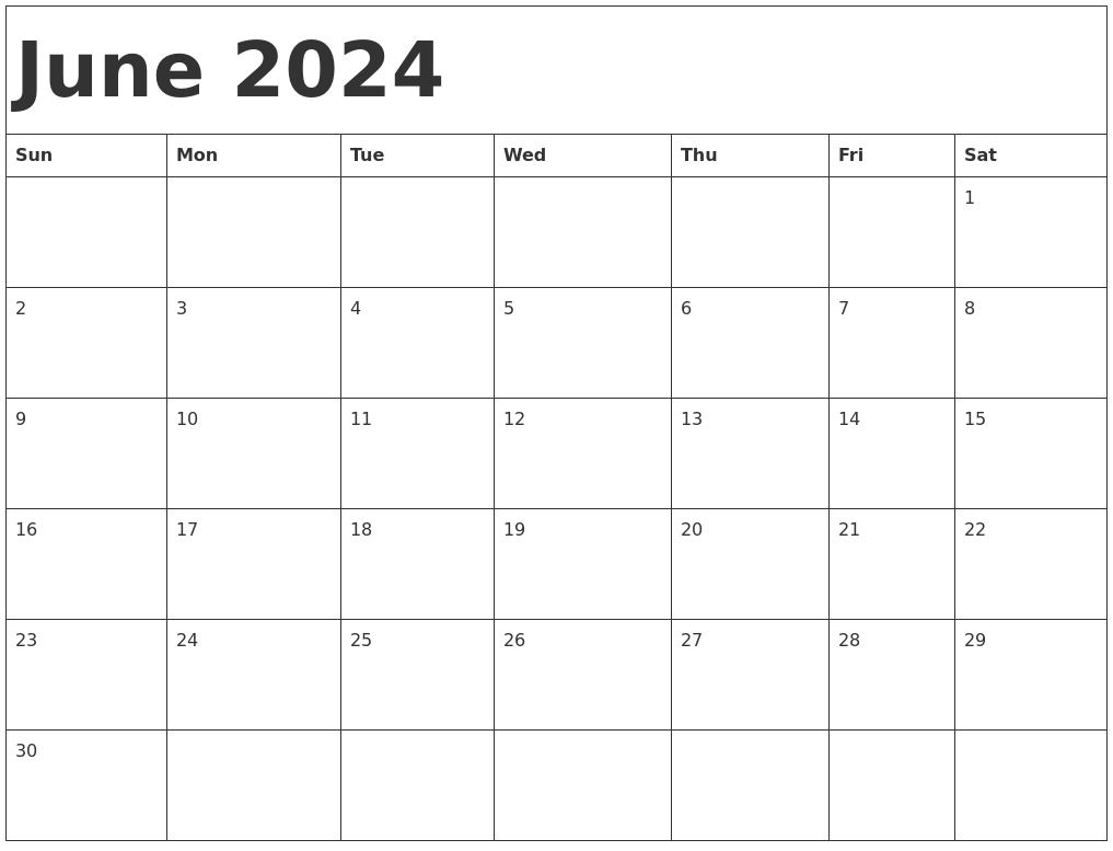 June 2024 Calendar Template