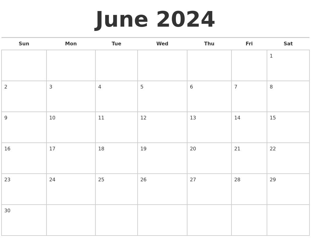 June 2024 Calendars Free