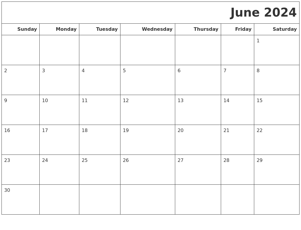 June 2024 Calendars To Print