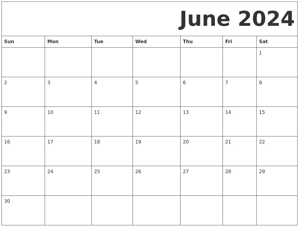 June 2024 Free Printable Calendar