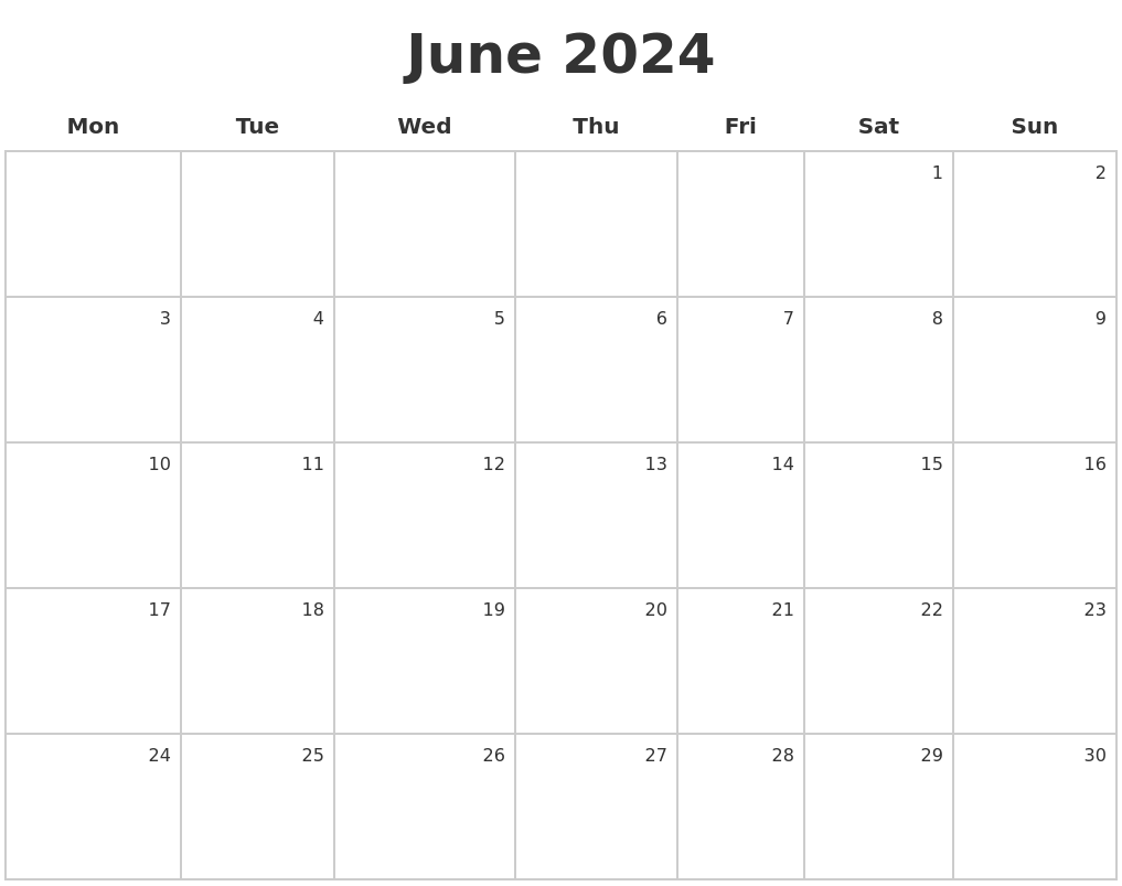 June 2024 Make A Calendar