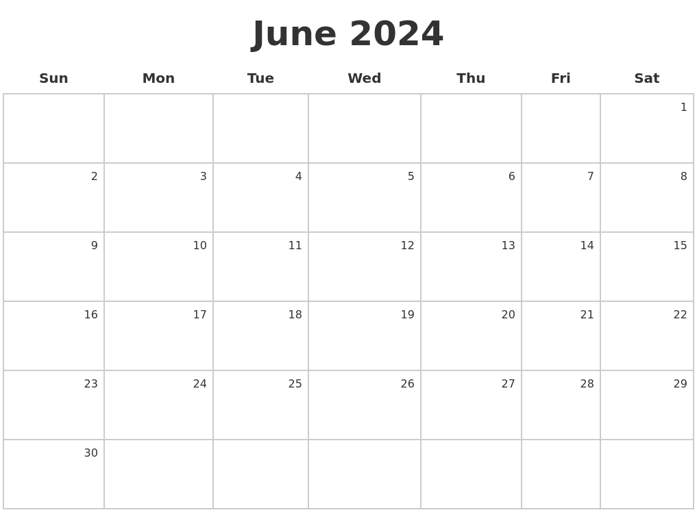 June 2024 Make A Calendar