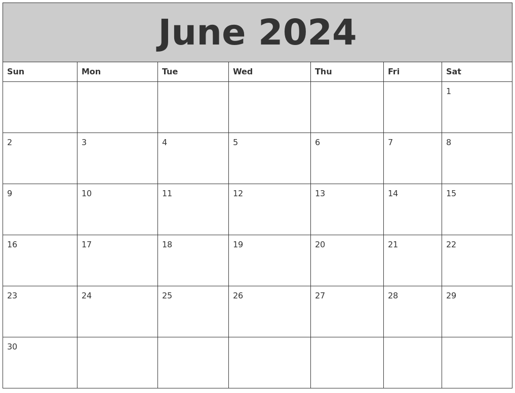 June 2024 My Calendar