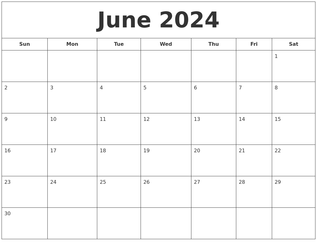 June 2024 Printable Calendar