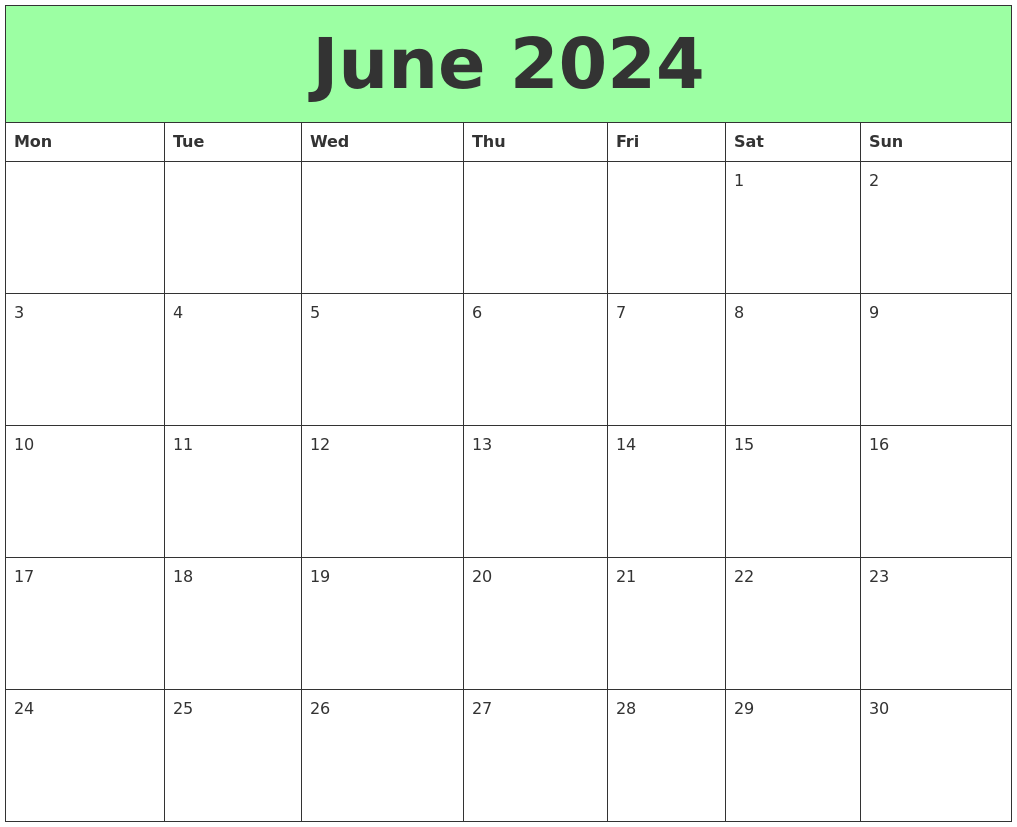 June 2024 Printable Calendars