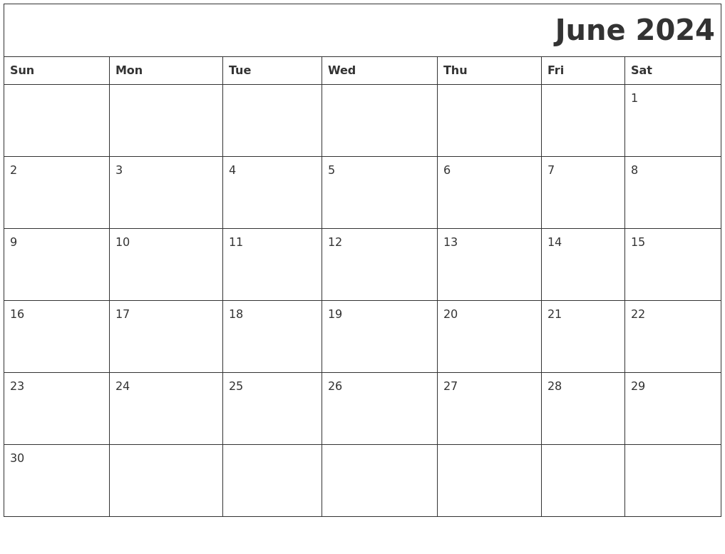 June 2024 Printable Calender