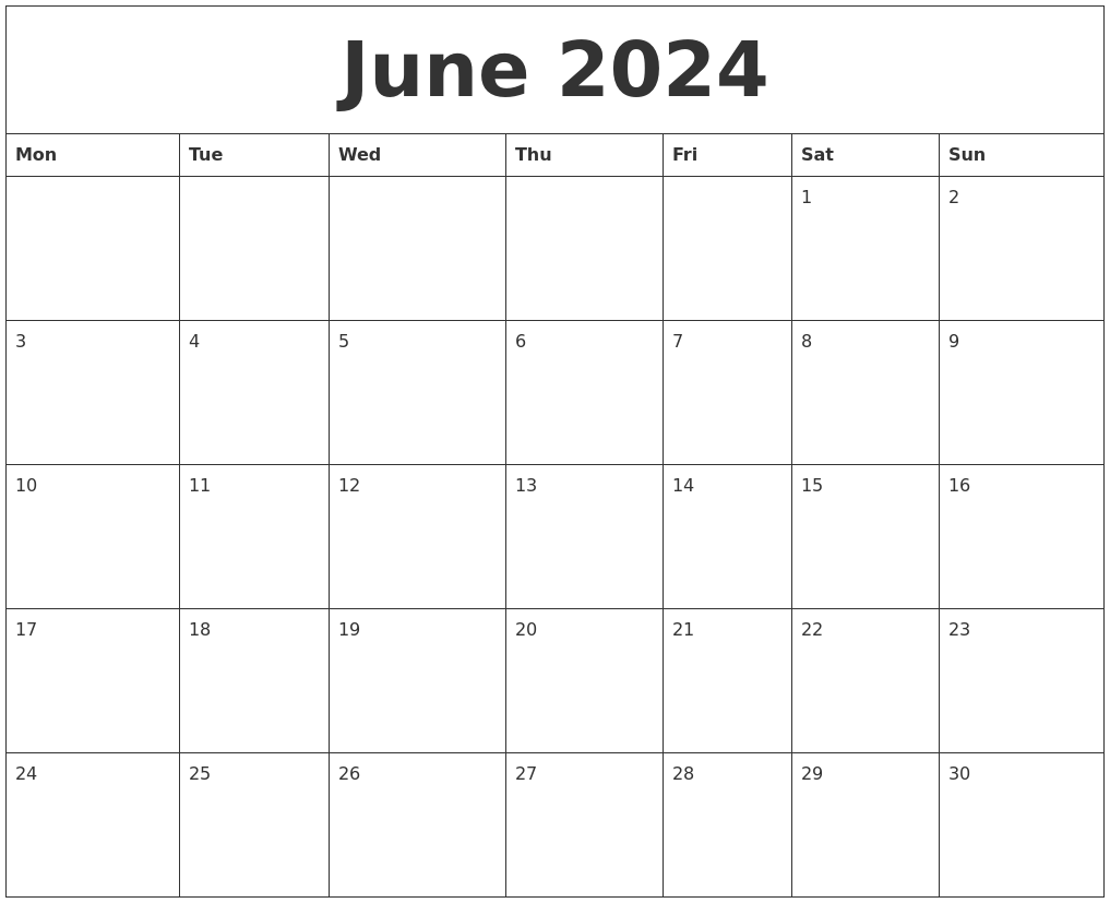 June 2024 Word Calendar