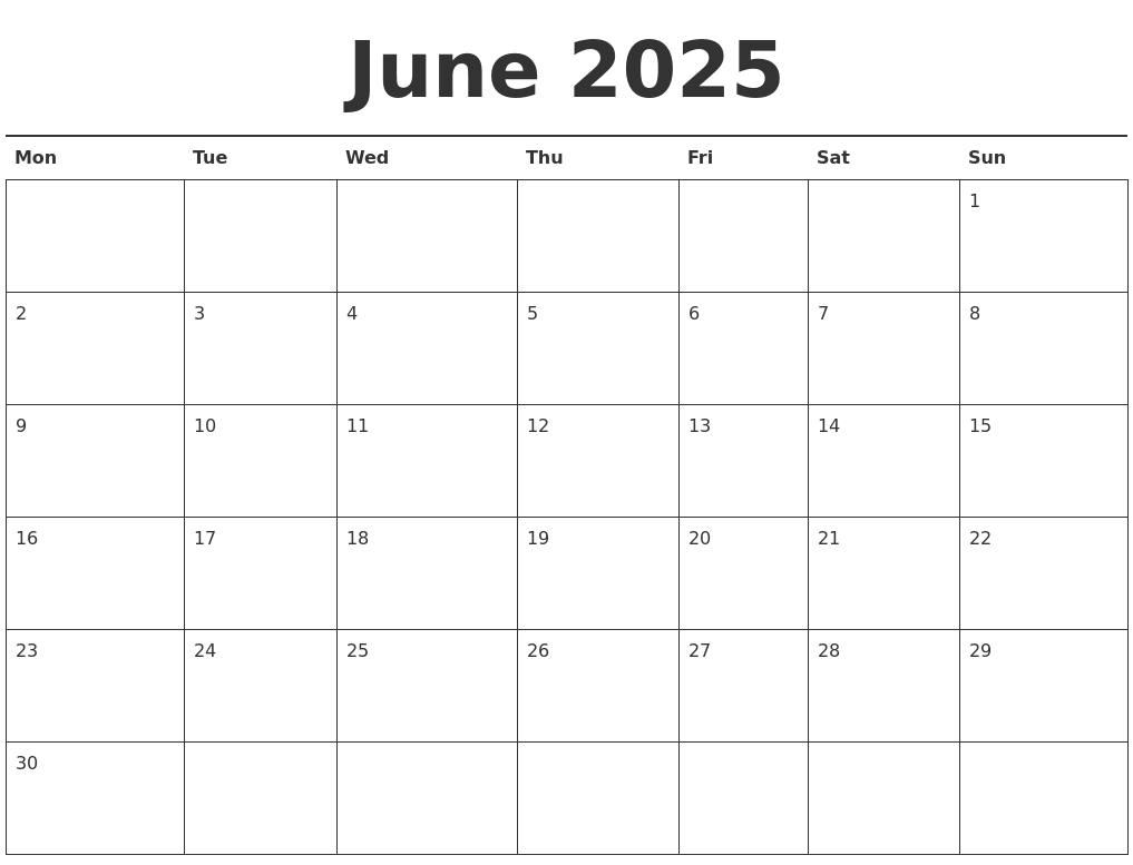 August 2025 June 2025 Printable Calendar