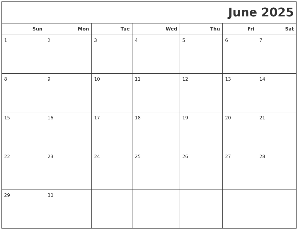 June 2025 Calendars To Print