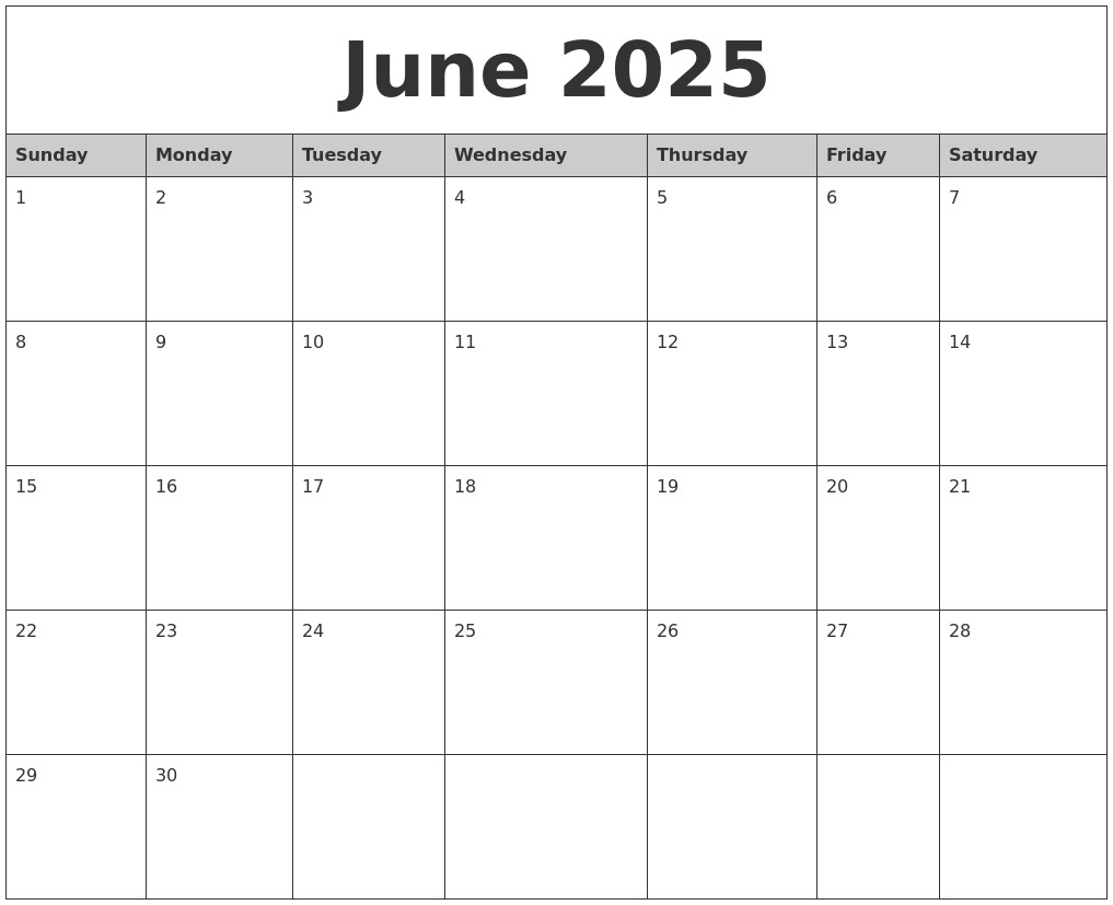 Monthly Calendar September 2025 To June 2025