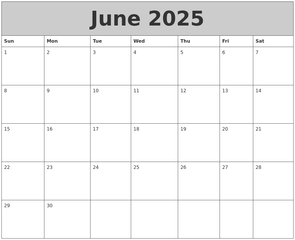 June Calendar 2025