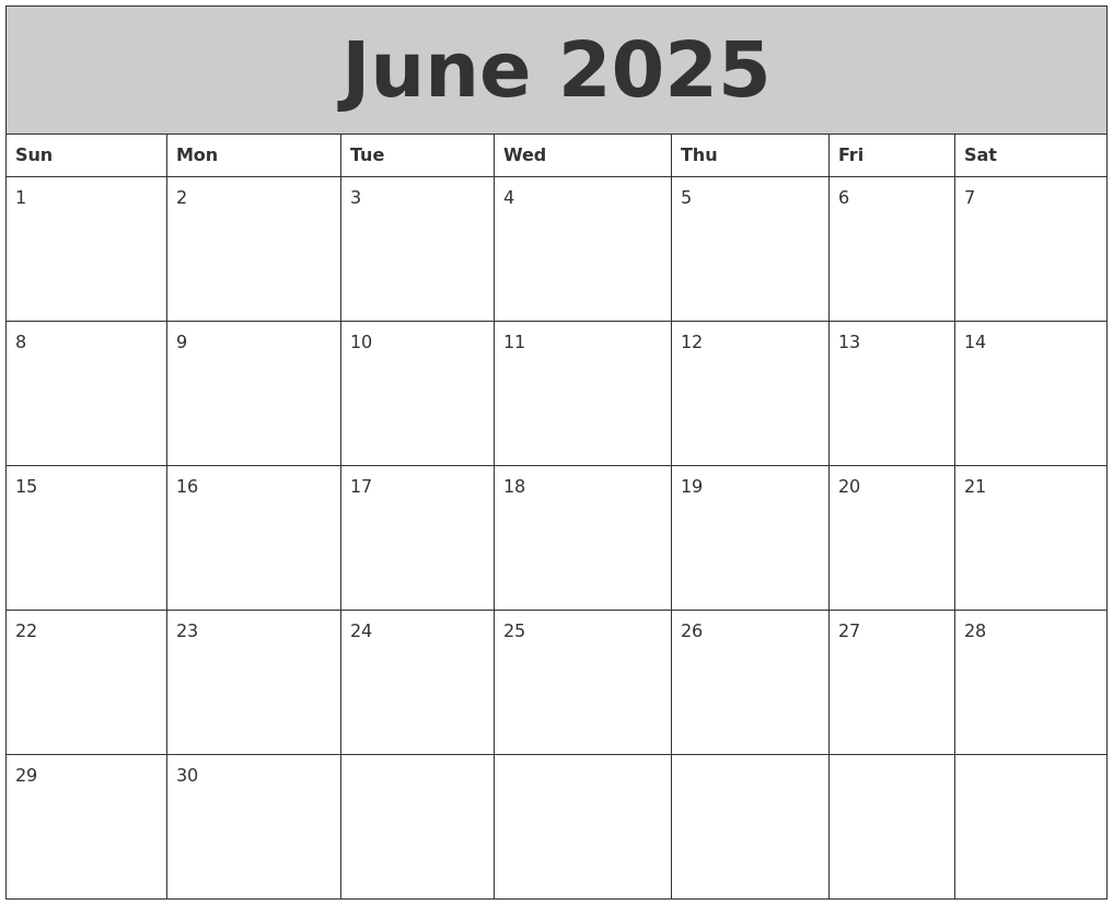 Calendar June 2025