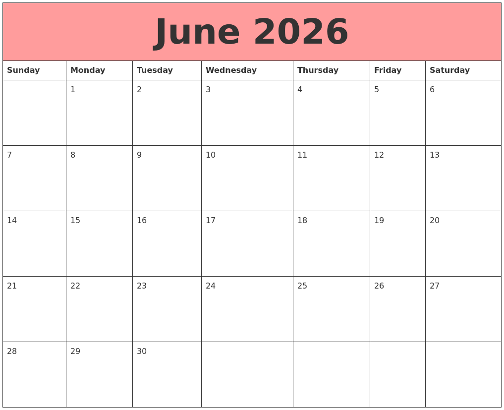June 2026 Calendars That Work