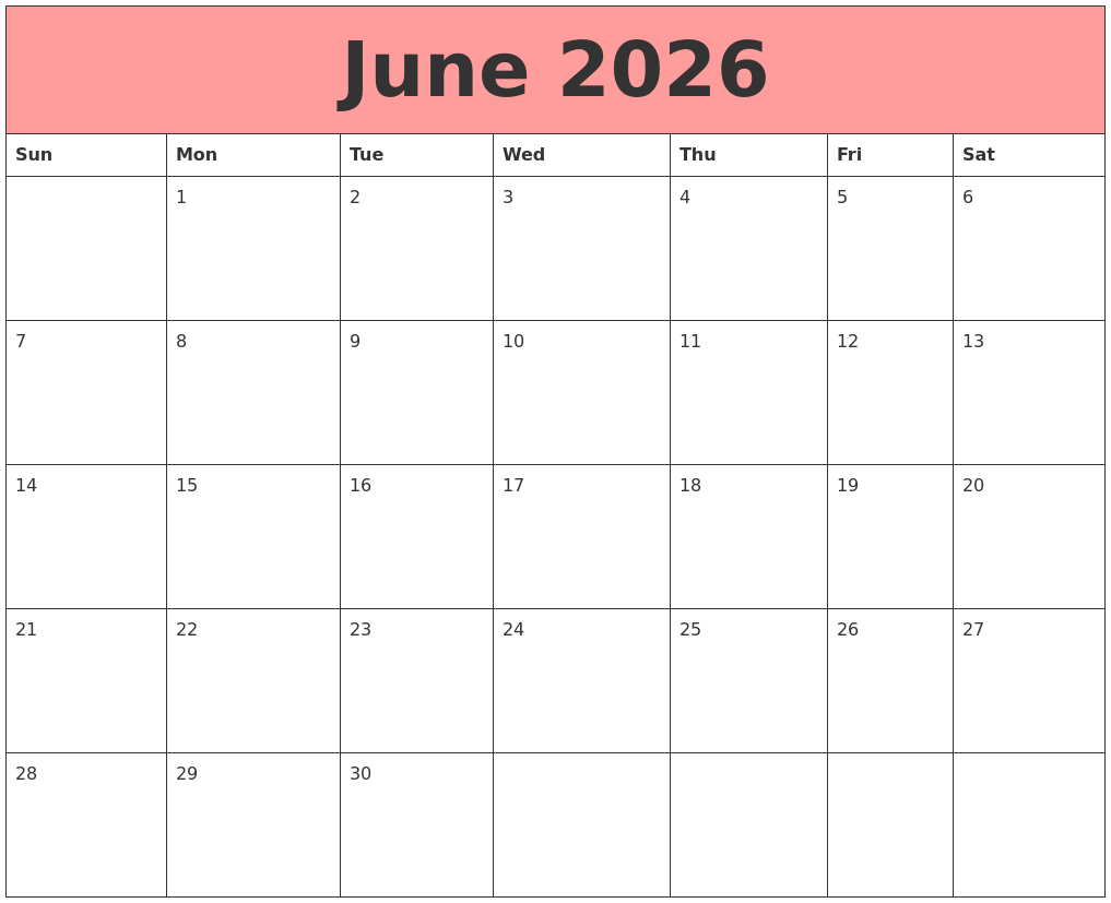 June 2026 Calendars That Work