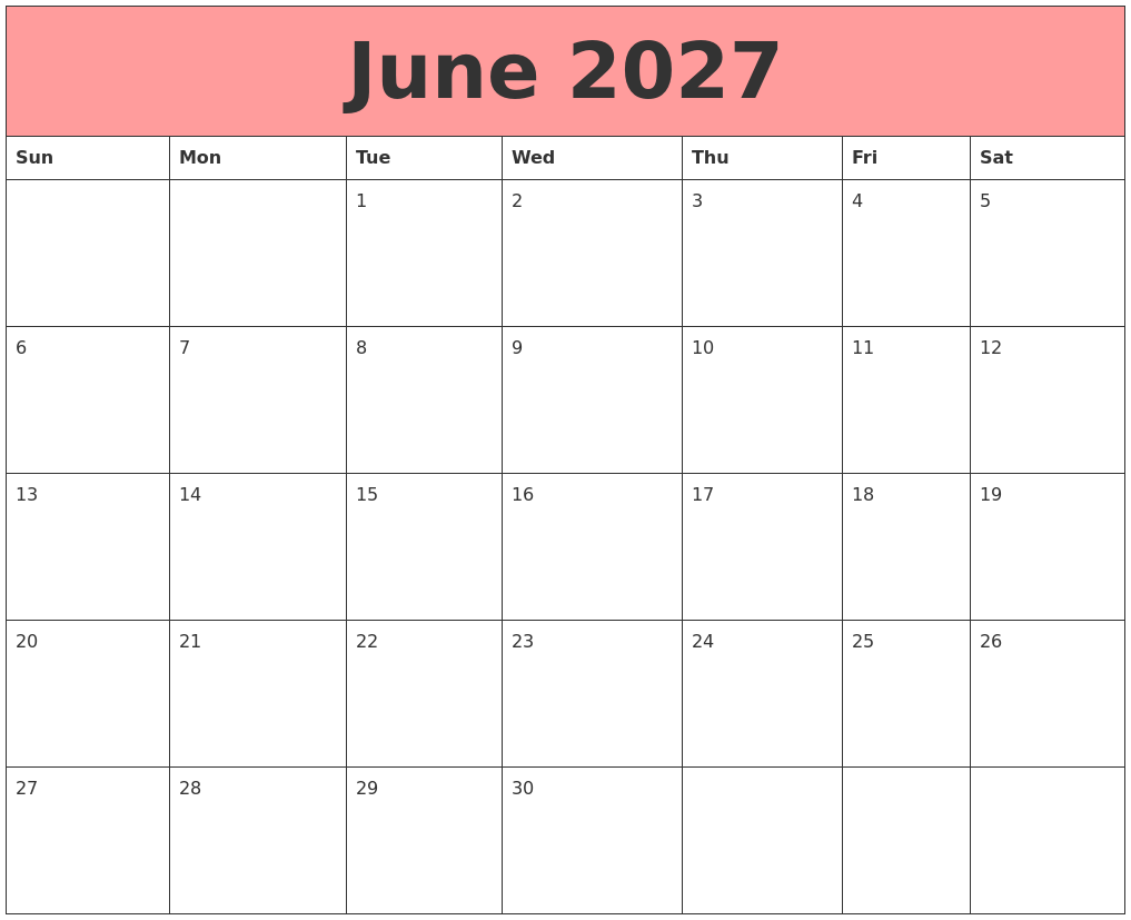 June 2027 Calendars That Work