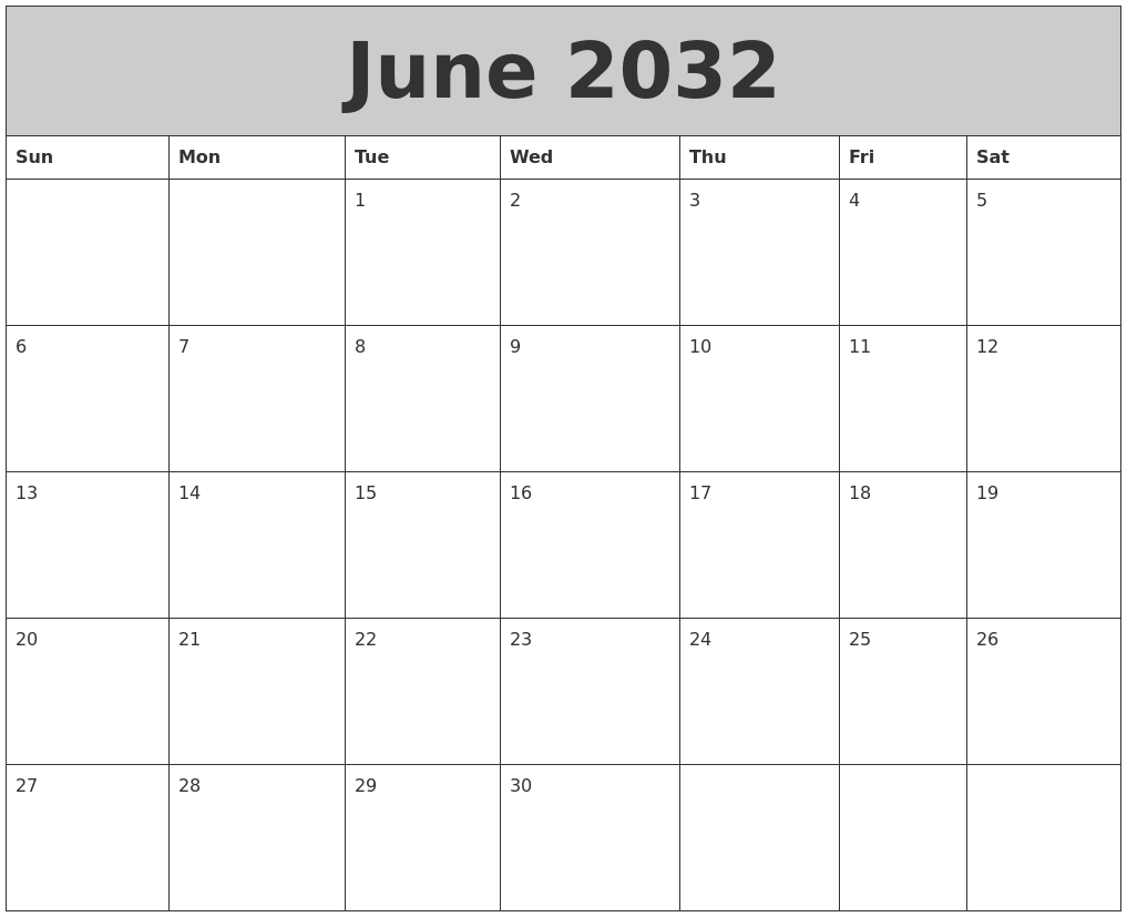 June 2032 My Calendar