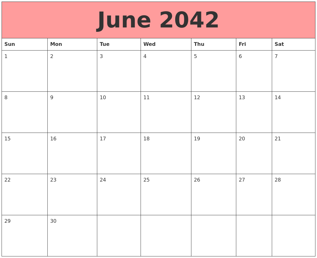 June 2042 Calendars That Work