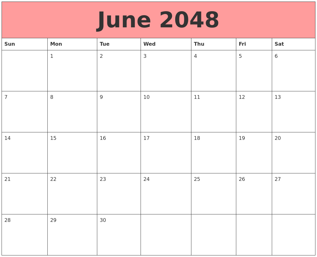 June 2048 Calendars That Work