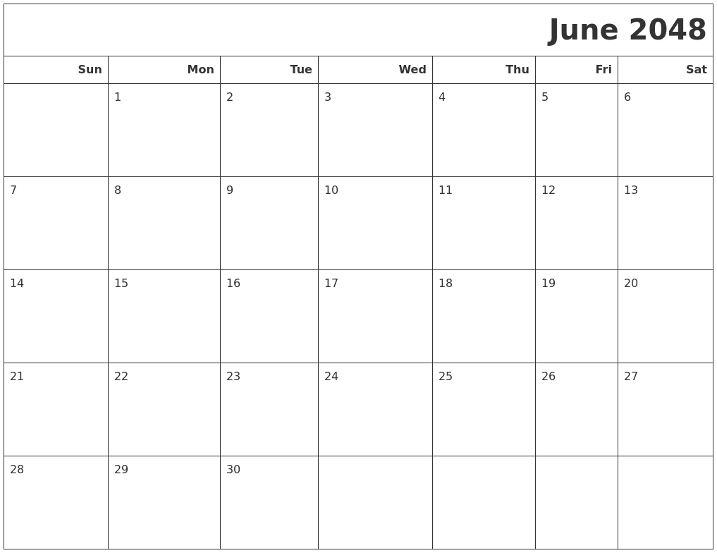 June 2048 Calendars To Print