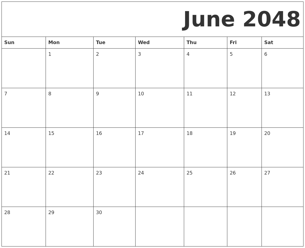 June 2048 Free Printable Calendar
