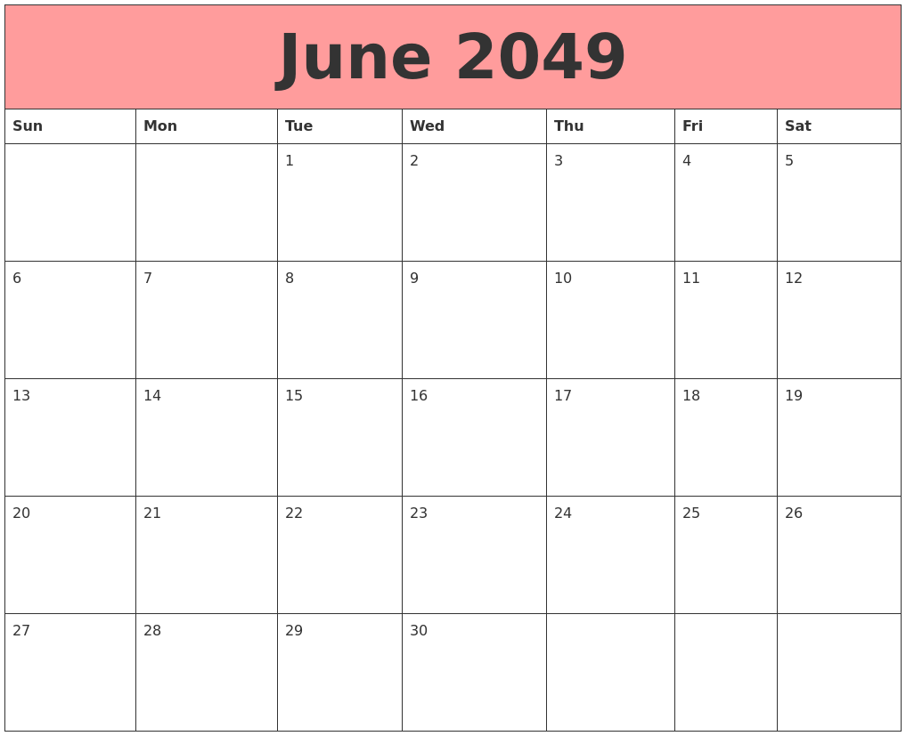 June 2049 Calendars That Work
