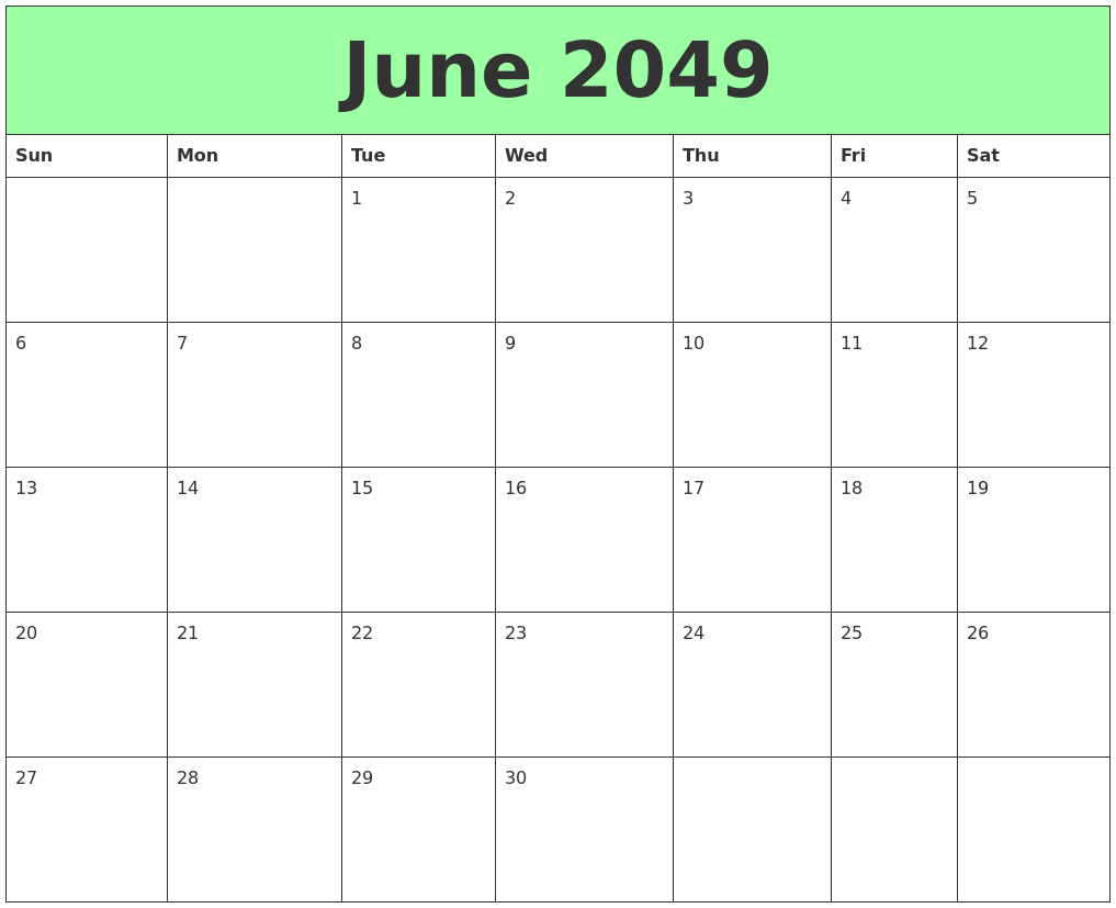 June 2049 Printable Calendars