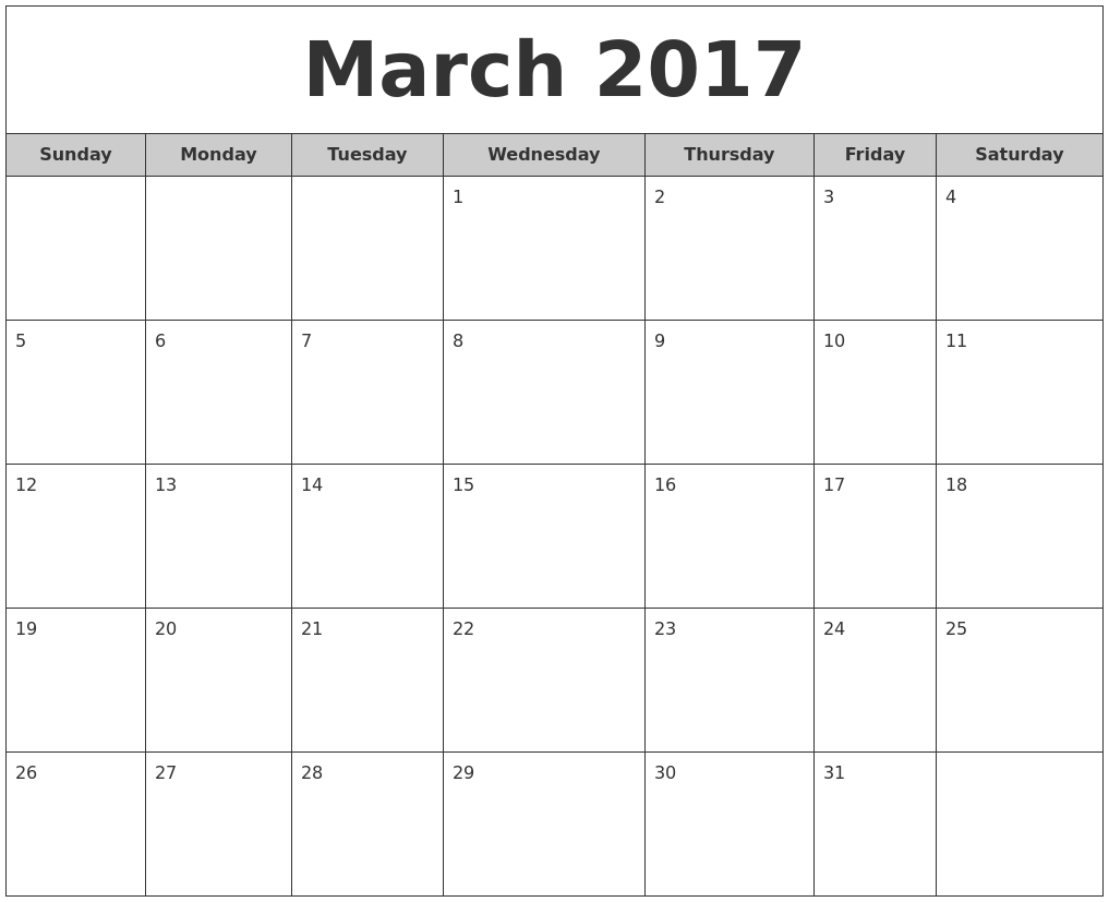 free 2017 monthly calendars