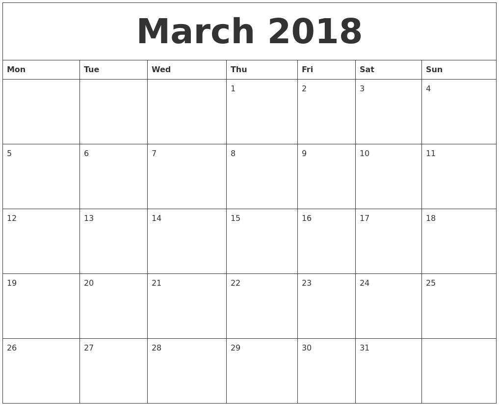 free monthly calendar 2018 printable