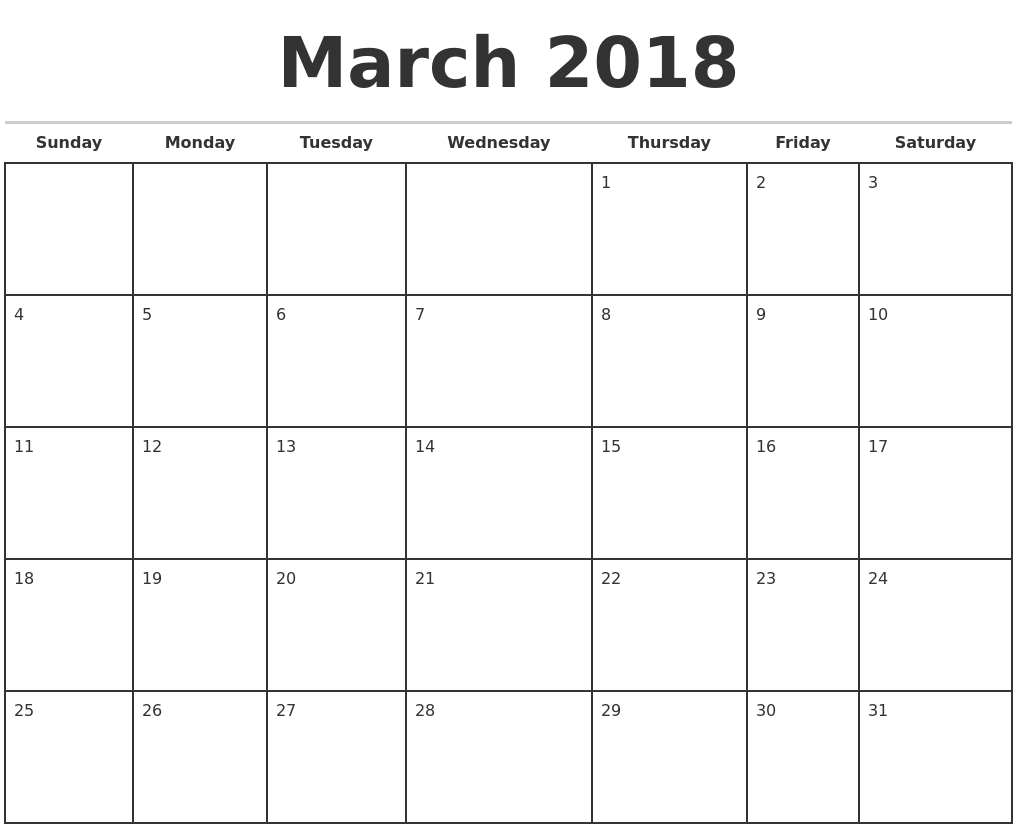 2018 weekly calendar printable