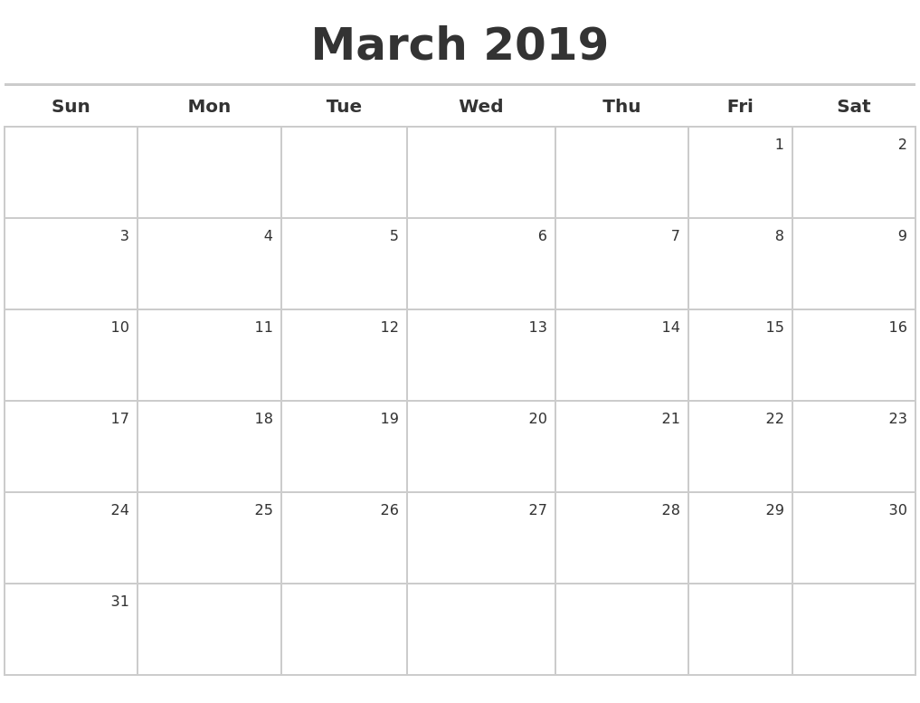 march-2019-calendar-maker