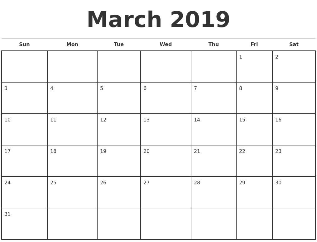 2019 Monthly Calendar - FREE DOWNLOAD