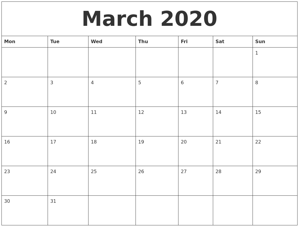 march 2020 blank printable calendars march 2020 editable calendar