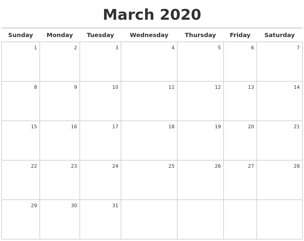 march 2020 calendar maker free march calendar 2020