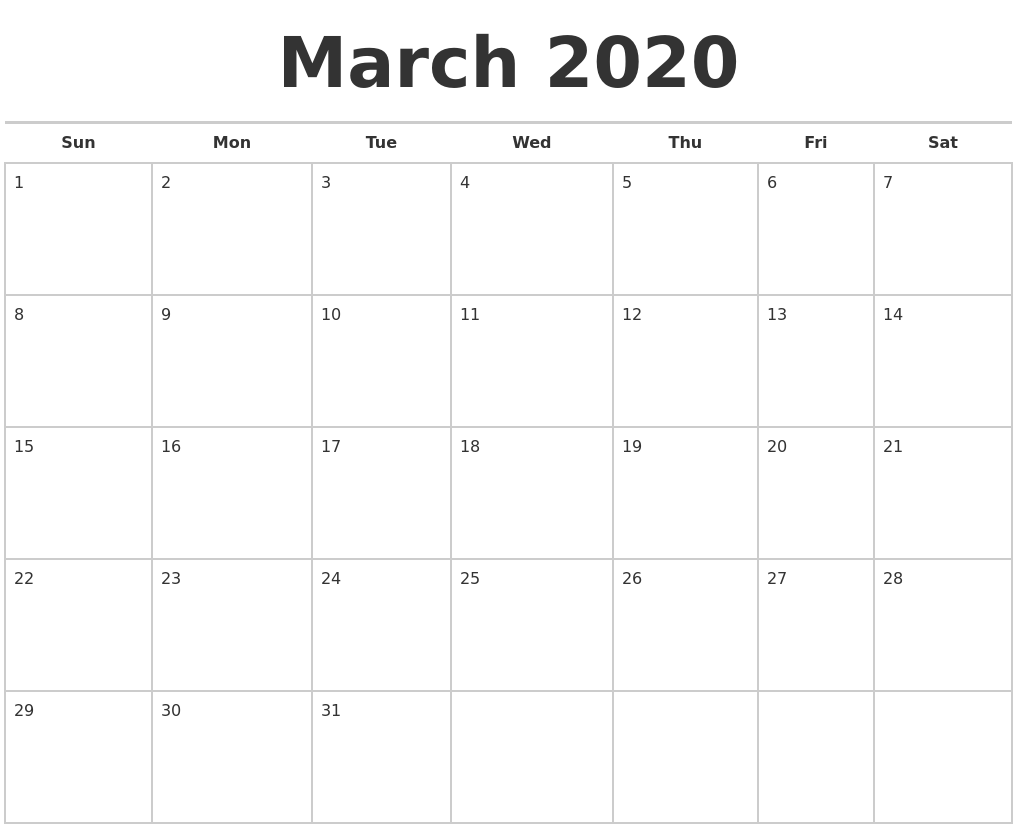 march 2020 calendars free free march calendar 2020