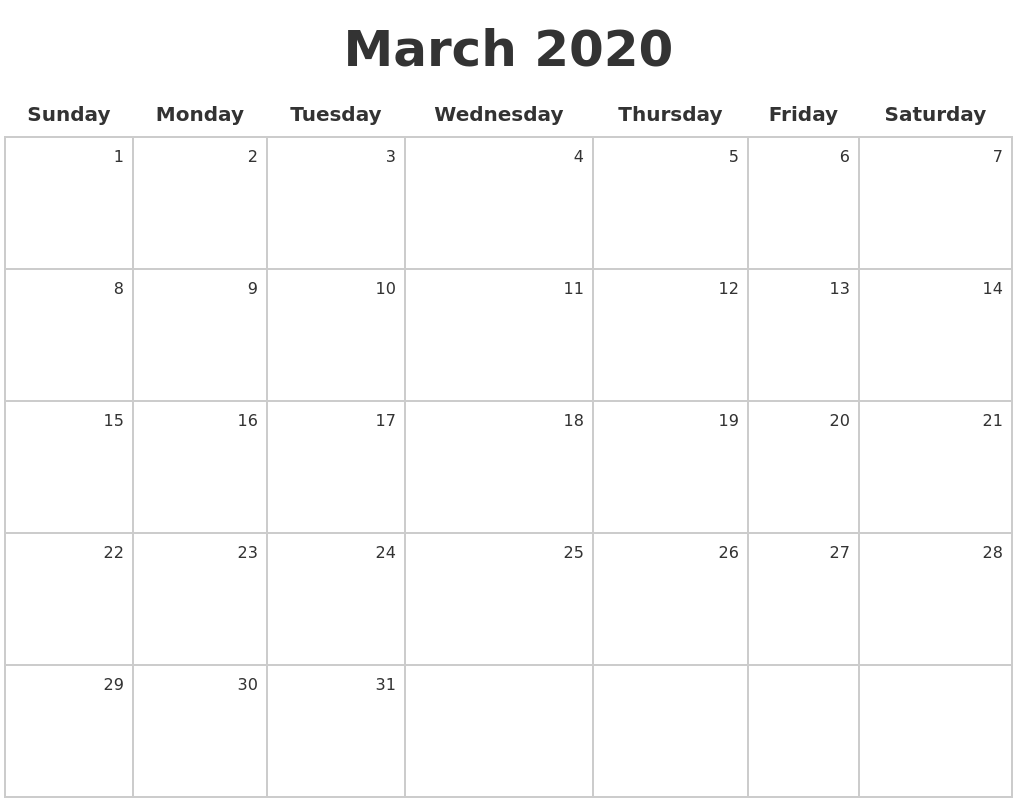 march 2020 make a calendar calendar march april 2020